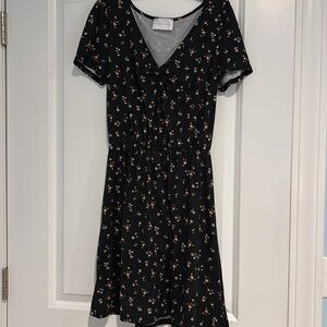 French Grey cotton jersey floral dress